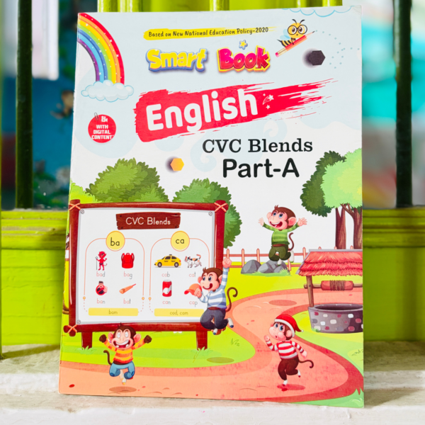 Kenbee Smart Book English CVC Blends Part-A printed physical book cover illustration.