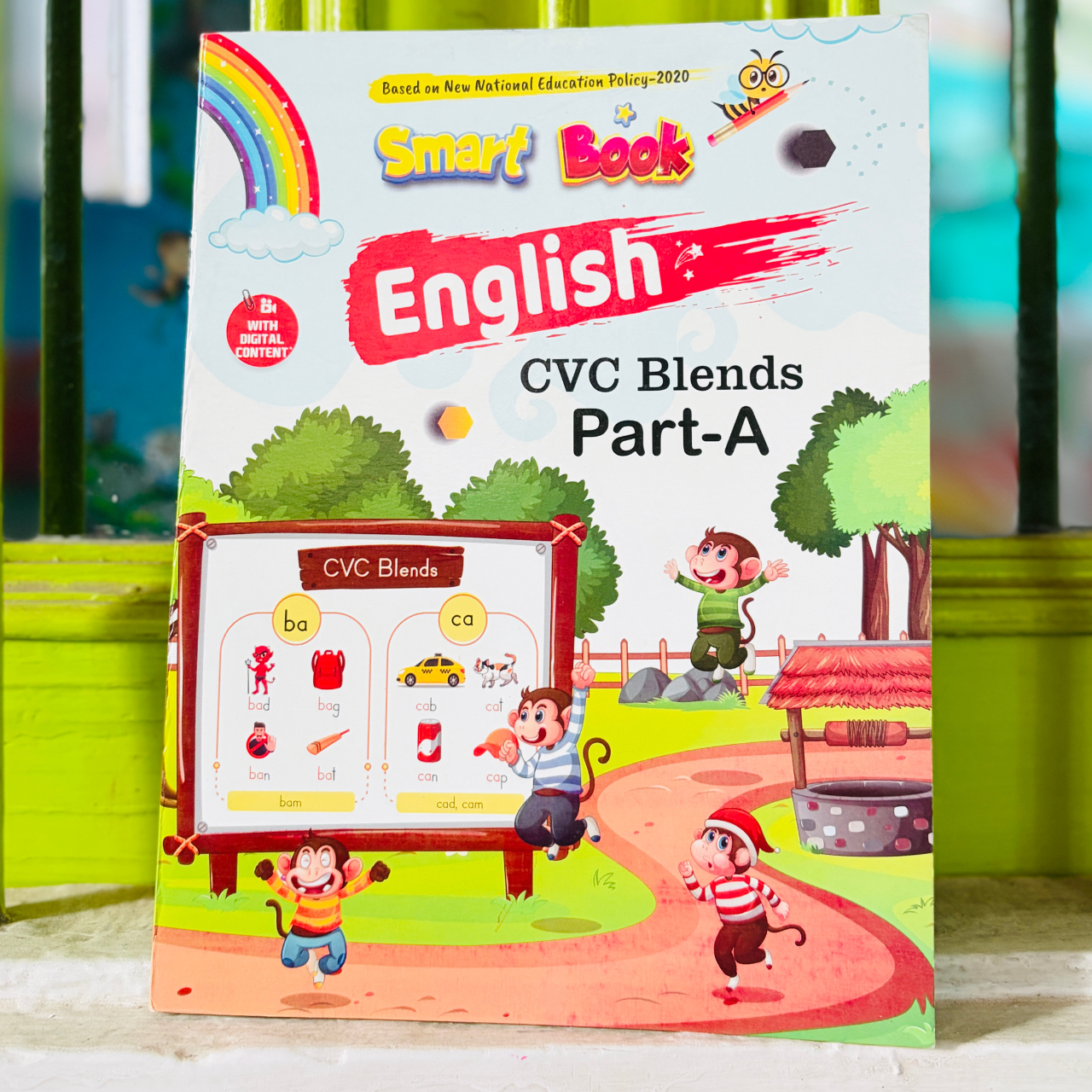 Kenbee Smart Book English CVC Blends Part-A printed physical book cover illustration.