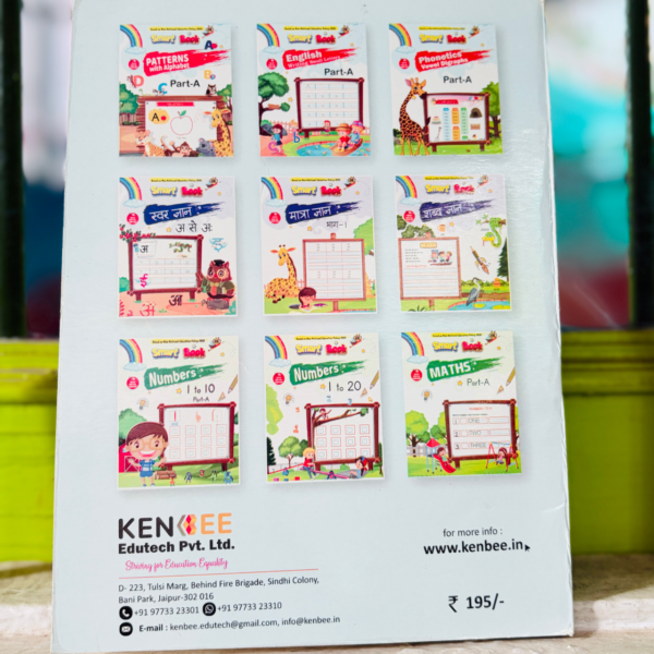 Kenbee English CVC Blends Part-A kindergarten worksheet page for filling in missing letters with three-line handwriting rules.