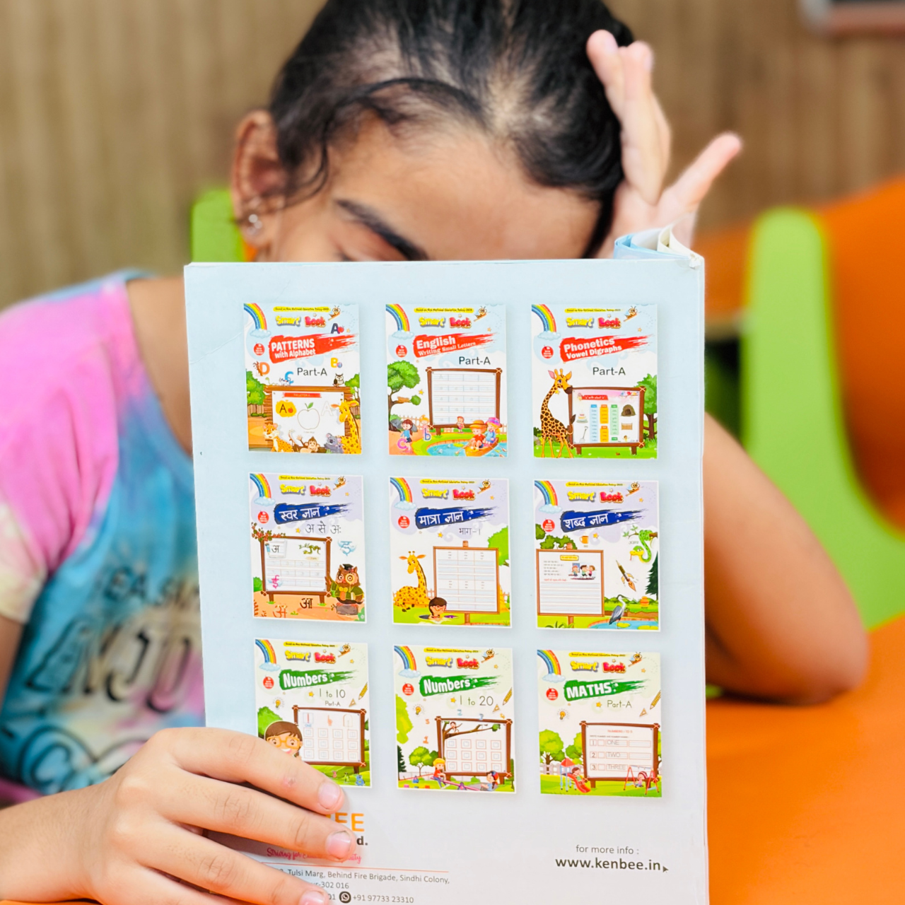 Back cover of Kenbee Book Alphabet Part-A showing the complete Smart Book educational series