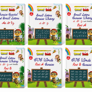 Kenbee Pre School Books Cursive – CVC and Small Letter LKG Set of 6 Books bundle for handwriting, cursive alphabet, and CVC word learning.