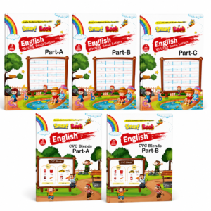 Kenbee Pre School Books English CVC Blends and Small Letter LKG Set of 5 Books including English Writing Small Letters Parts A, B & C and English CVC Blends Parts A & B.