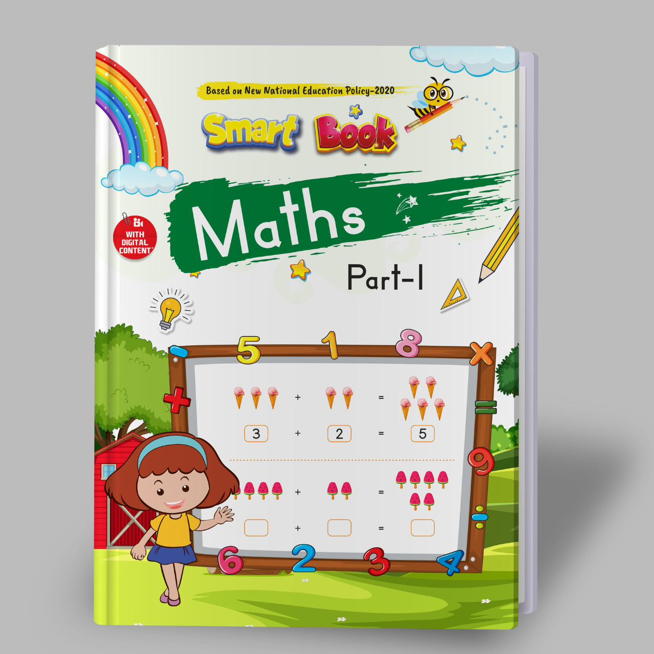 Kenbee Smart Book Maths Part-1 Primer colourful maths activity book cover for Prep learners
