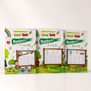 Kenbee Smart Book Maths Nursery Set of 3 Books featuring Numbers 1 to 5, Numbers 6 to 10, and Numbers 1 to 50 preschool learning books.